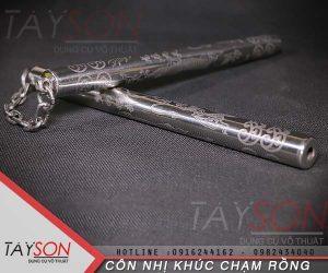 Côn nhị khúc chạm rồng đầu xoay 360 độ