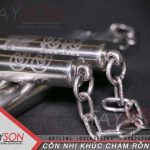 Côn nhị khúc chạm rồng inox